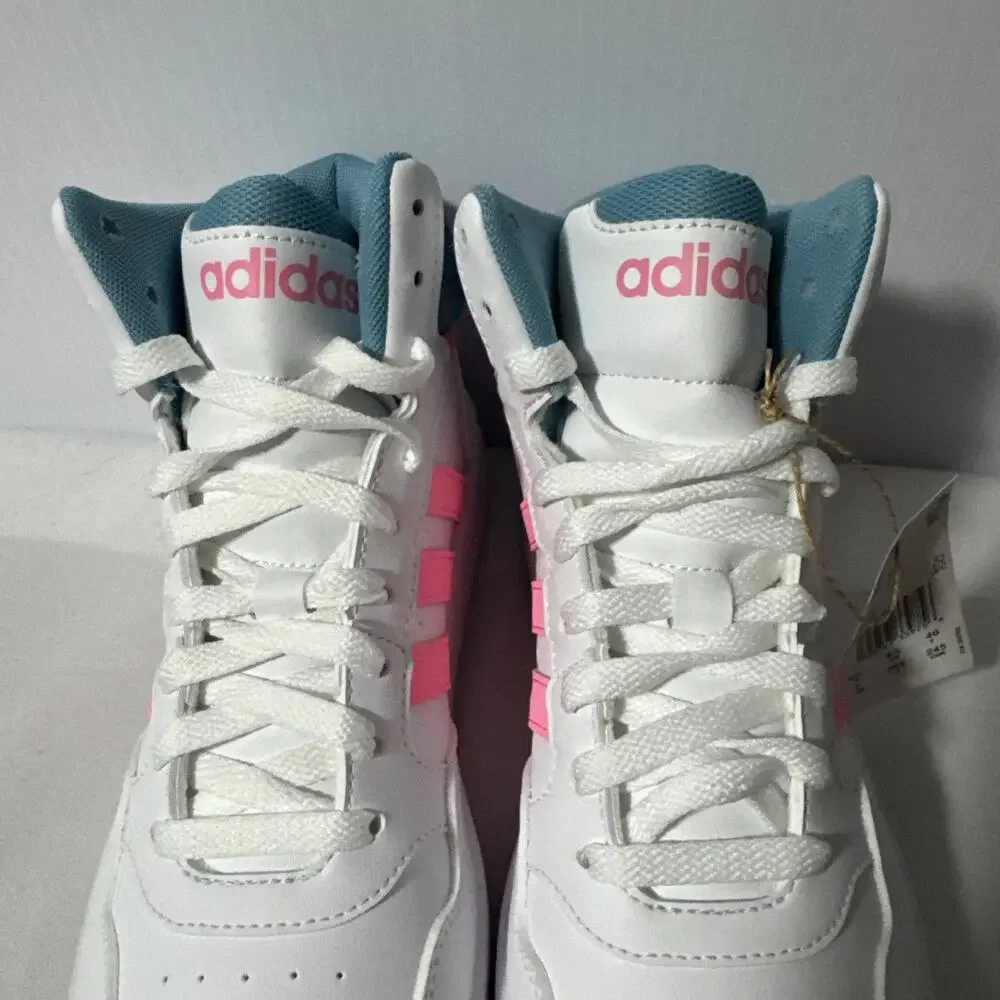 Adidas Hoops Mid 3.0 K White Pink Teal HQ1256 Kids Youth Size 7 Men 7 Womens 8.5